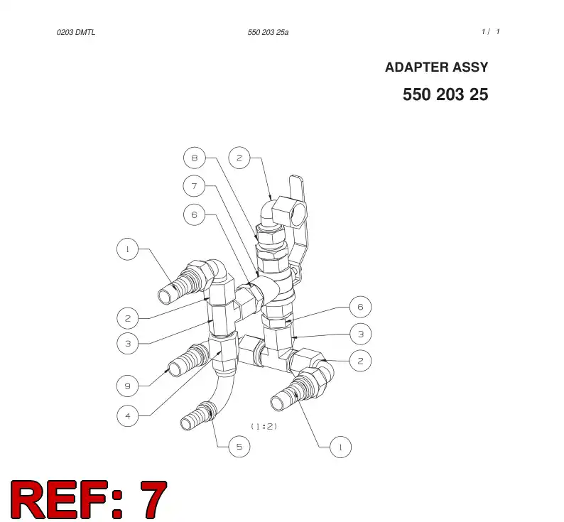 55028621 550 286 21 3-WAY BALL COCK - Sandvik Technical Drawing