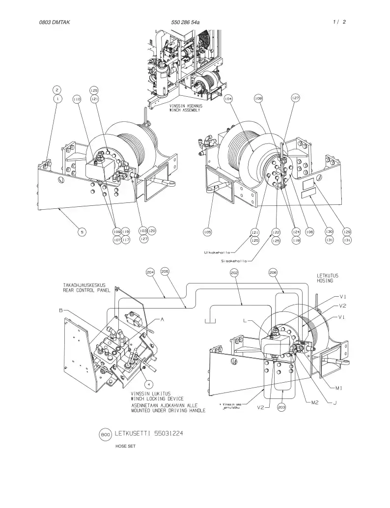 55028654a 550 286 54a WINCH ASSY - Sandvik Technical Drawing