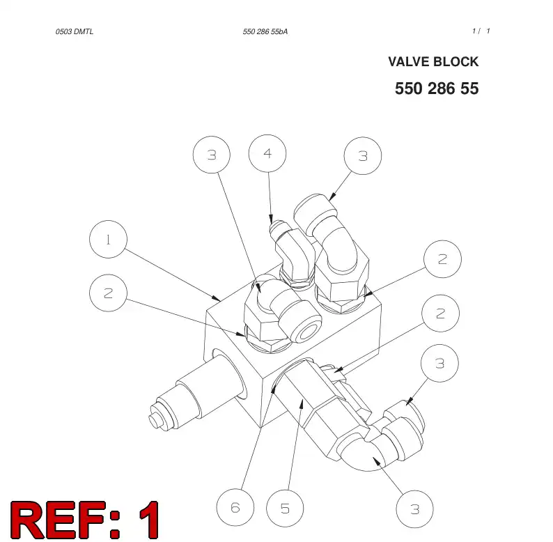 55028656 550 286 56 VALVE BLOCK - Sandvik Technical Drawing