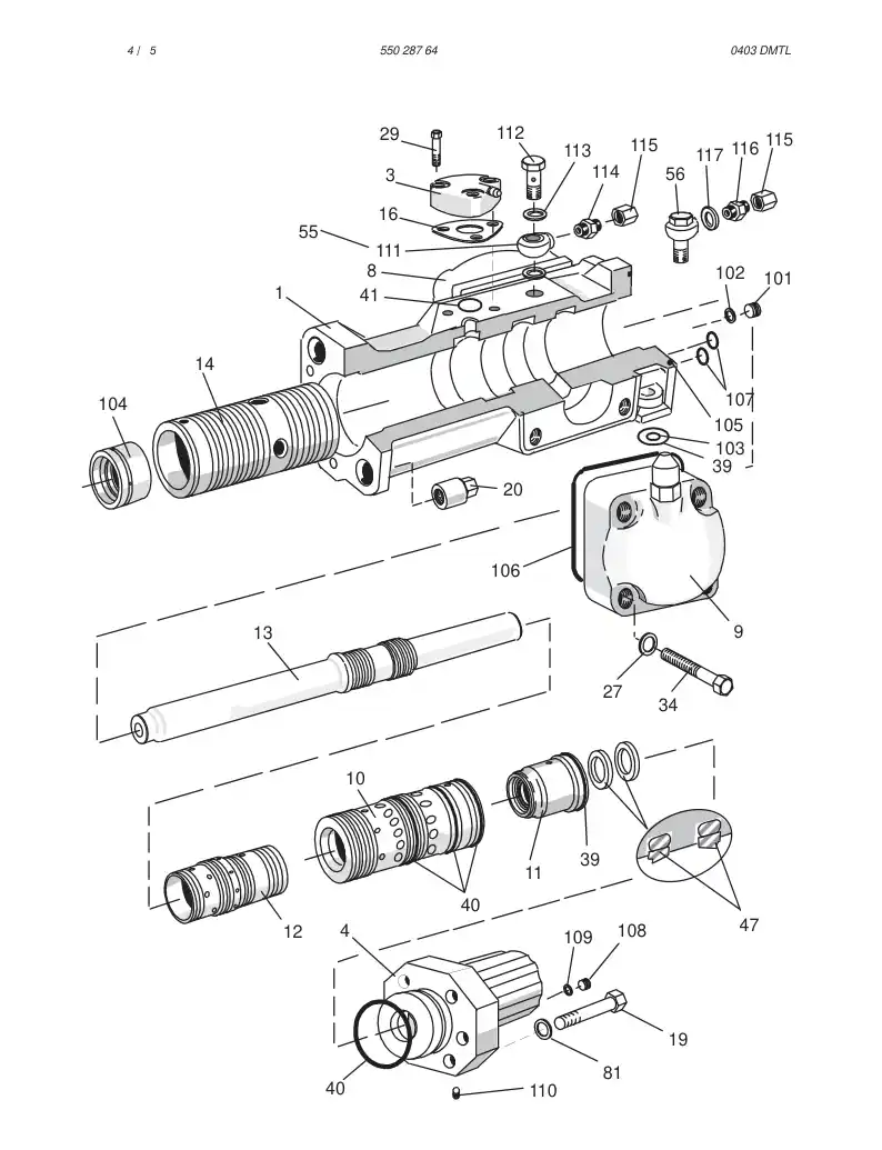 55028764 550 287 64 HYDRAULIC ROCK DRILL HL800T - Sandvik Technical Drawing