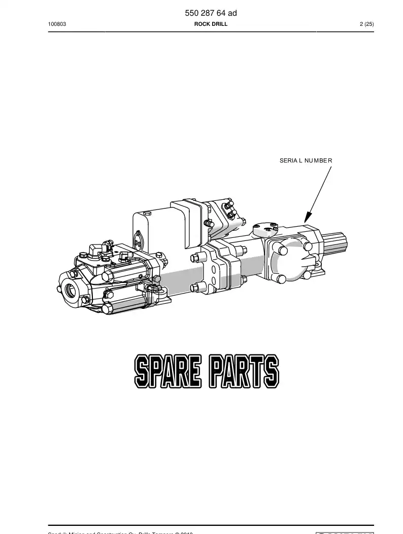 55028764a 550 287 64a ROCK DRILL - Sandvik Technical Drawing