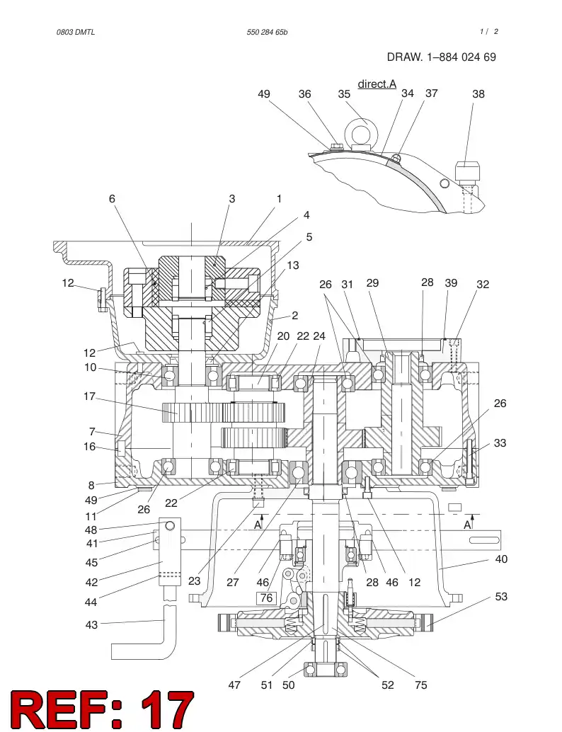 55028772 550 287 72 GEAR SHAFT - Sandvik Technical Drawing