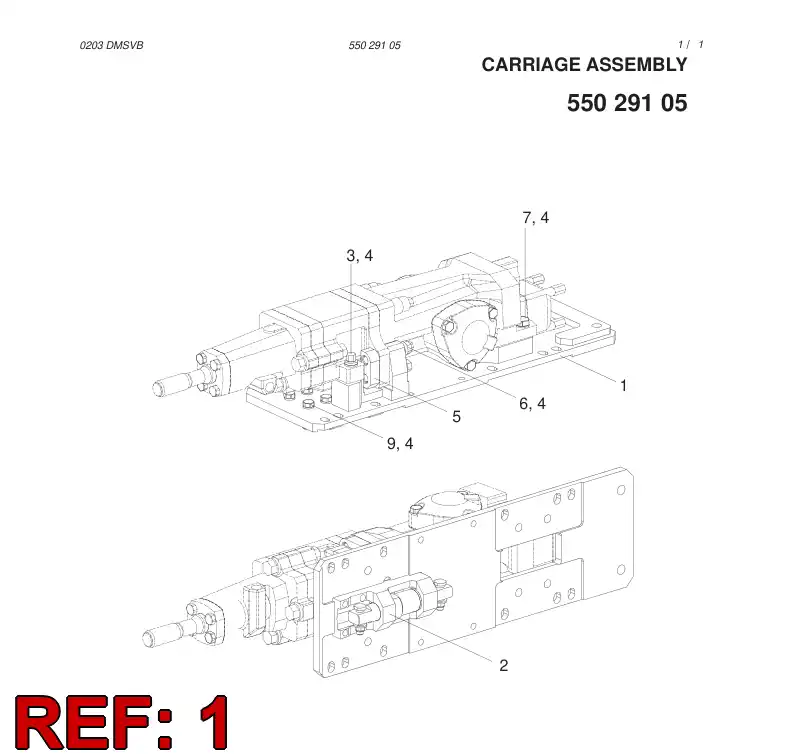 55028895 550 288 95 CARRIAGE PLATE - Sandvik Technical Drawing