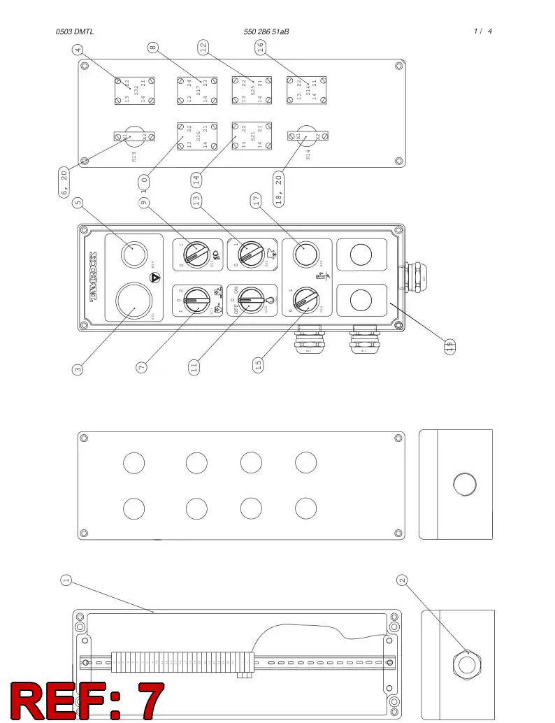 55029156 550 291 56 SELECTOR SWITCH - Sandvik Technical Drawing
