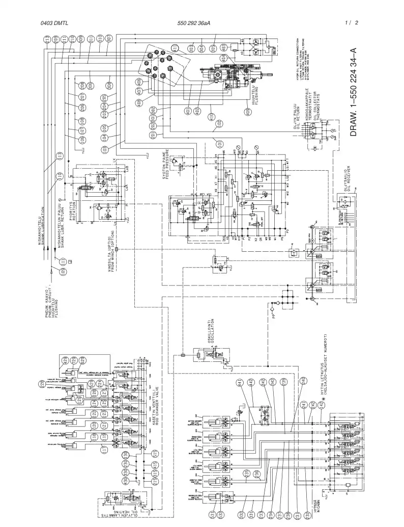 55029236aA 550 292 36aA HYDRAULIC DIAGRAM, BOOM (1-550 - Sandvik Technical Drawing