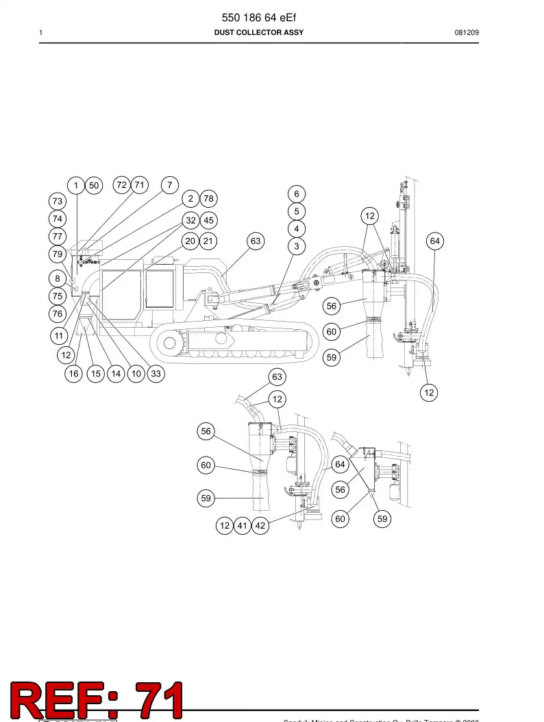 55029343 550 293 43 Pressure switch - Sandvik Technical Drawing