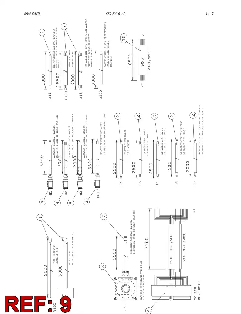 55029344 550 293 44 CABLE ASSEMBLY - Sandvik Technical Drawing
