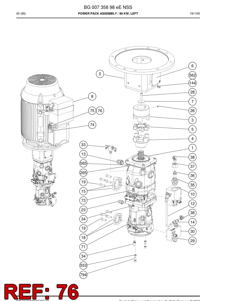 55029393a 550 293 93a Gland, Cable - Sandvik Technical Drawing