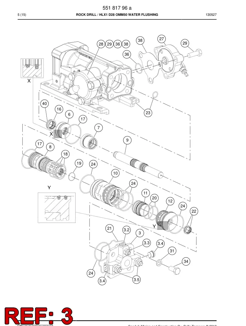55029534a 550 295 34a Cover, Rear - Sandvik Technical Drawing
