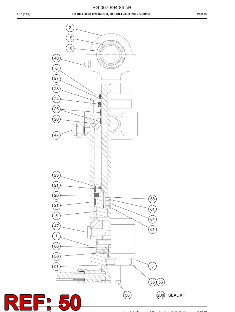 55029565 550 295 65 O-Ring - Sandvik Technical Drawing