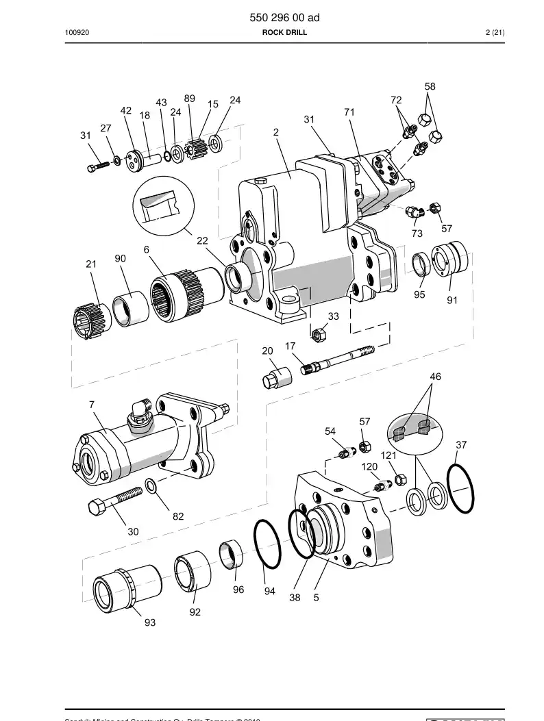 55029600a 550 296 00a ROCK DRILL - Sandvik Technical Drawing
