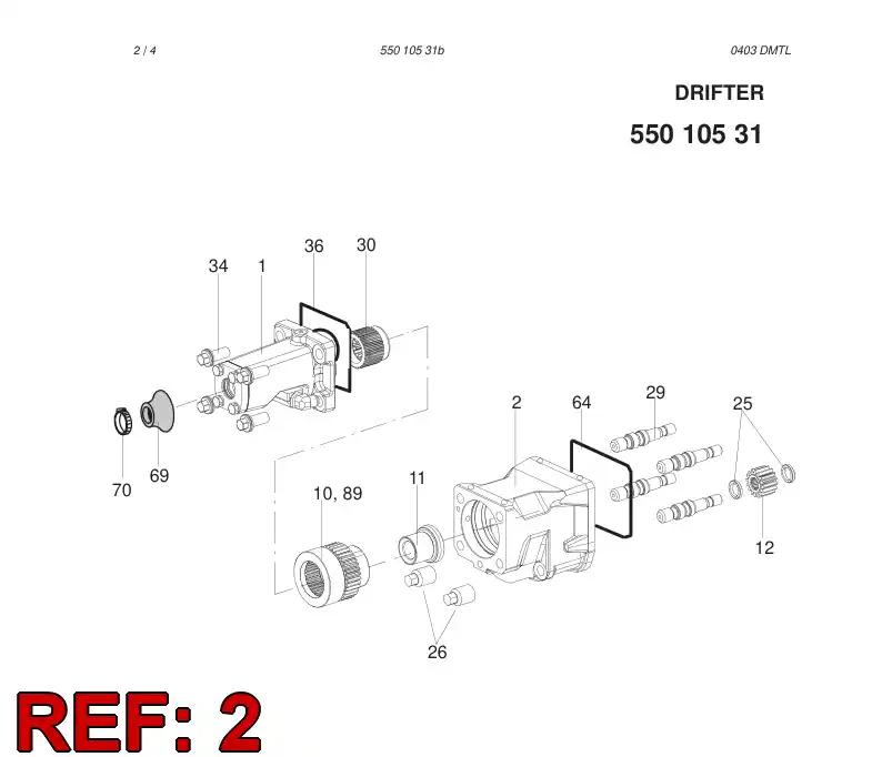 55029632 550 296 32 GEARBOX - Sandvik Technical Drawing