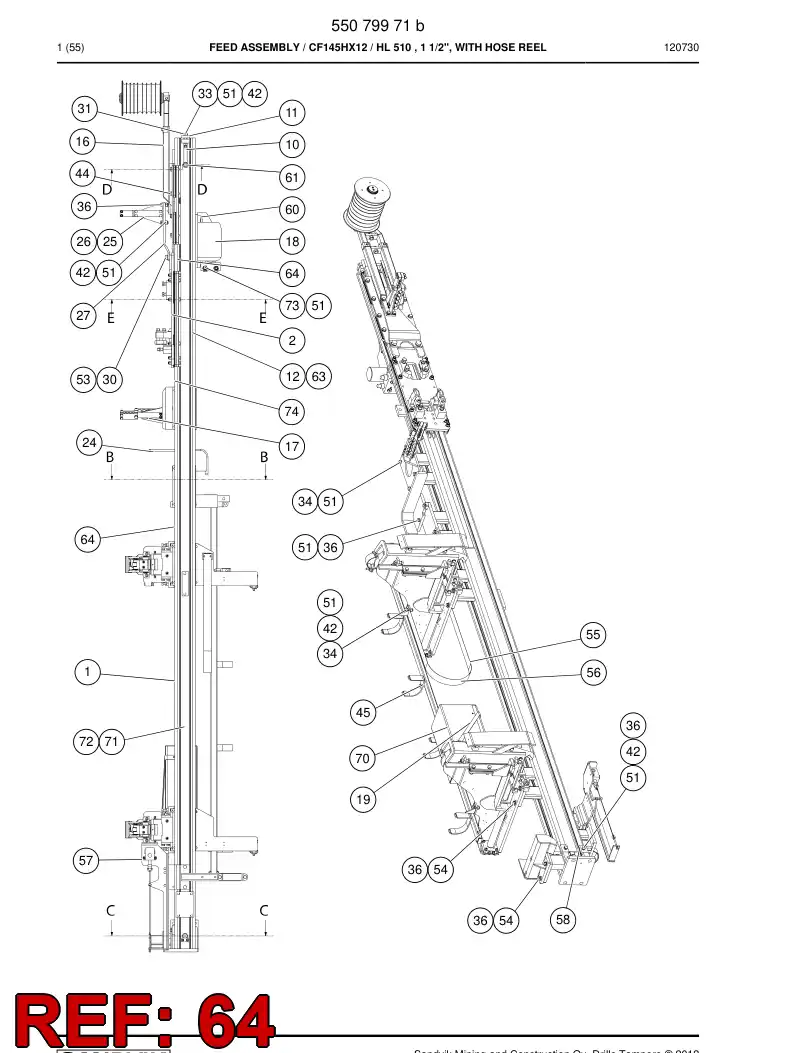 55029643a 550 296 43a Chain - Sandvik Technical Drawing