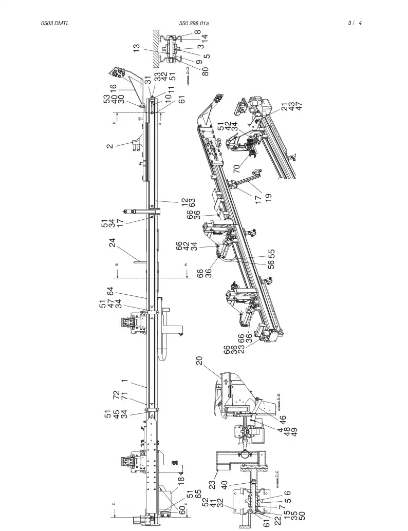 55029801a 550 298 01a FEED ASSY - Sandvik Technical Drawing