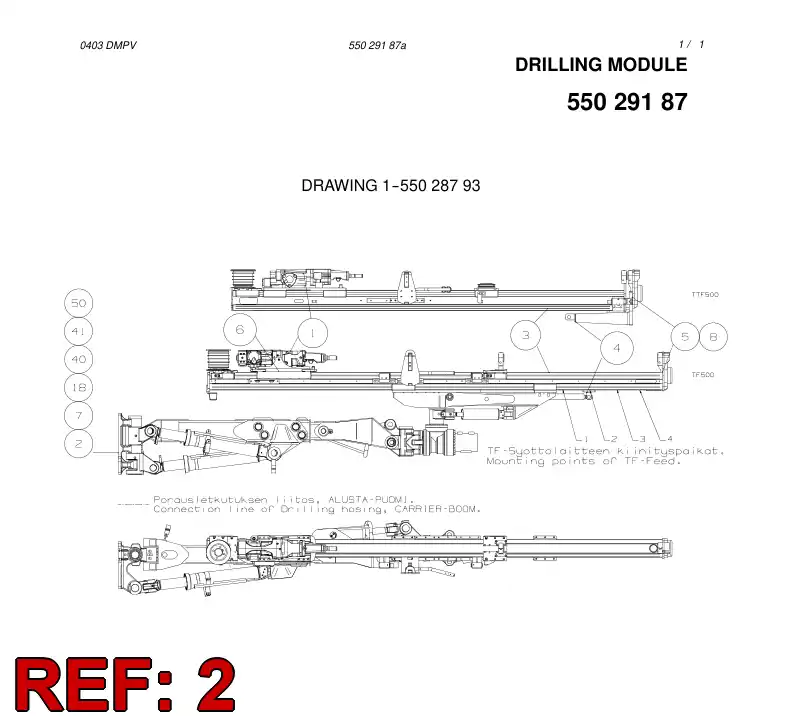 55029821 550 298 21 BOOM ASSEMBLY - Sandvik Technical Drawing