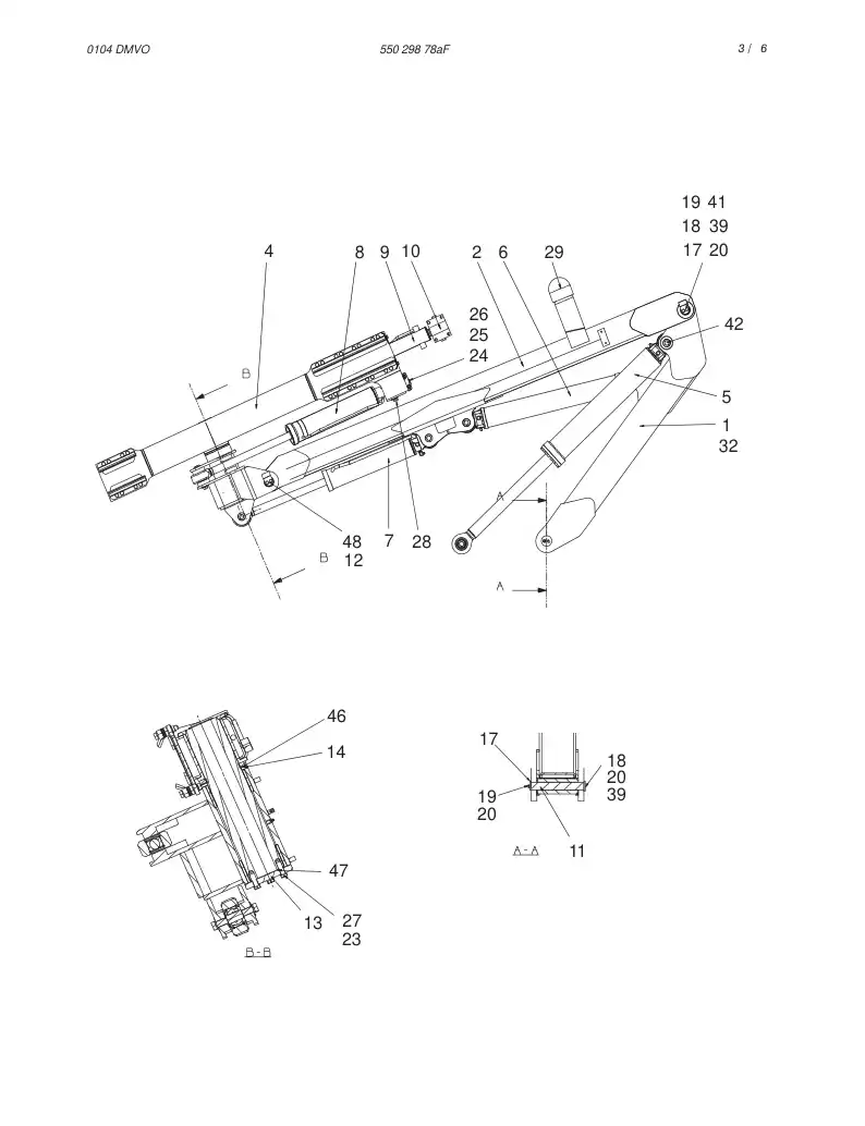 55029878aF 550 298 78aF BOOM ASSEMBLY - Sandvik Technical Drawing