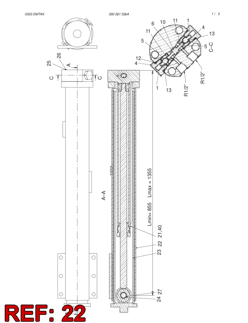55029885 550 298 85 OUTER PIPE - Sandvik Technical Drawing