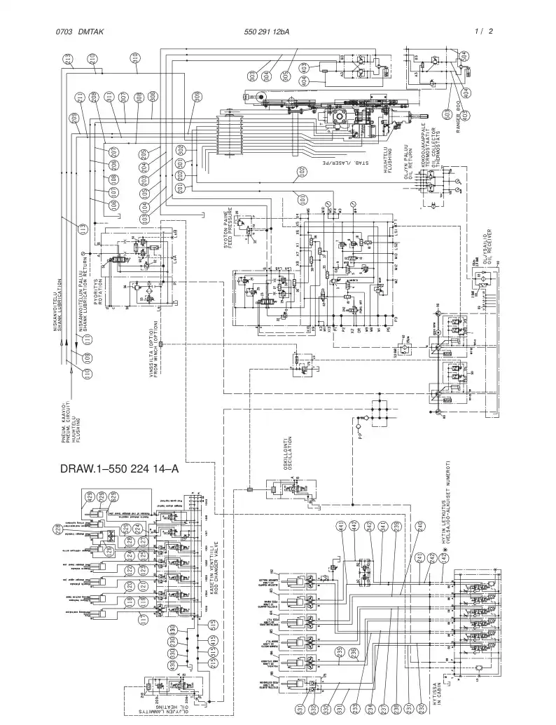 55030003 550 300 03 HYDRAULIC DIAGRAM - Sandvik Technical Drawing