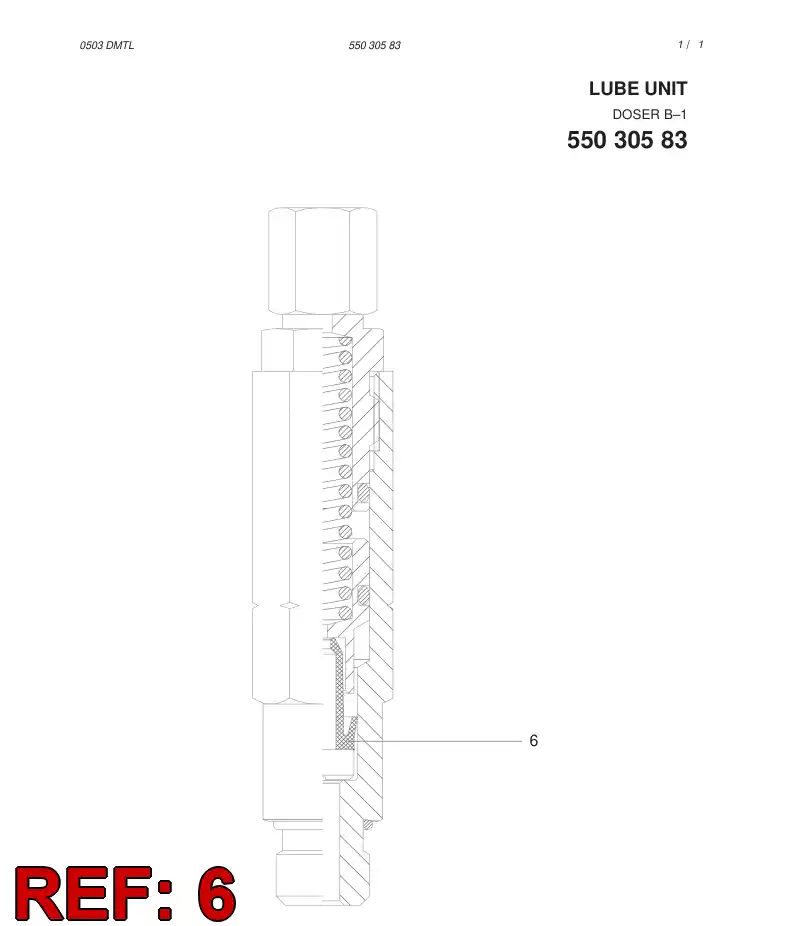 55030028 550 300 28 LUBE UNIT PISTON - Sandvik Technical Drawing