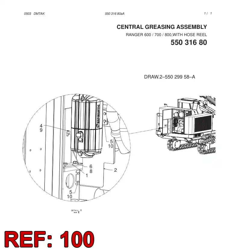 55030113 550 301 13 LUBRICATION DIAGRAM - Sandvik Technical Drawing