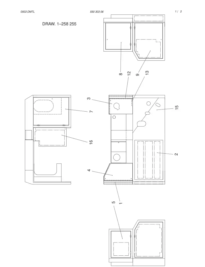 55030306 550 303 06 COVERS,FINISHING ASSY - Sandvik Technical Drawing