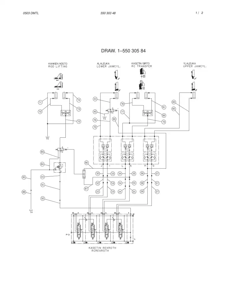 55030348 550 303 48 HYDR. DIAGRAM (RH 714) (1-550 - Sandvik Technical Drawing