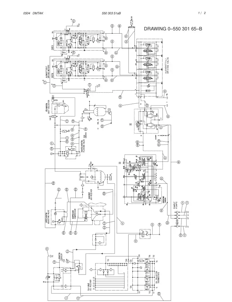 55030351aB 550 303 51aB HYDR. DIAGRAM FOR CARRIER (0-5 - Sandvik Technical Drawing