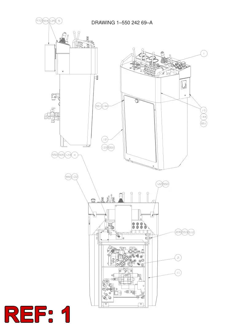 55030535 550 305 35 OPERATOR'S CONSOLE ASSEMBLY - Sandvik Technical Drawing