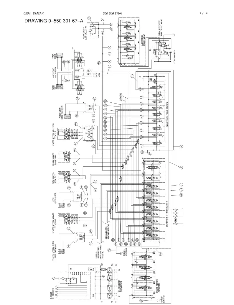 55030627bA 550 306 27bA BOOM HYDRAULIC CIRCUIT DIAGRAM - Sandvik Technical Drawing