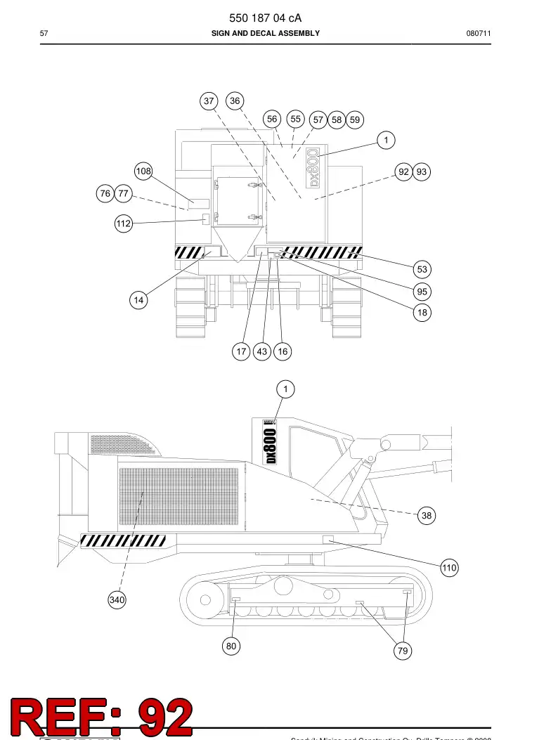 55030699a 550 306 99a Decal - Sandvik Technical Drawing