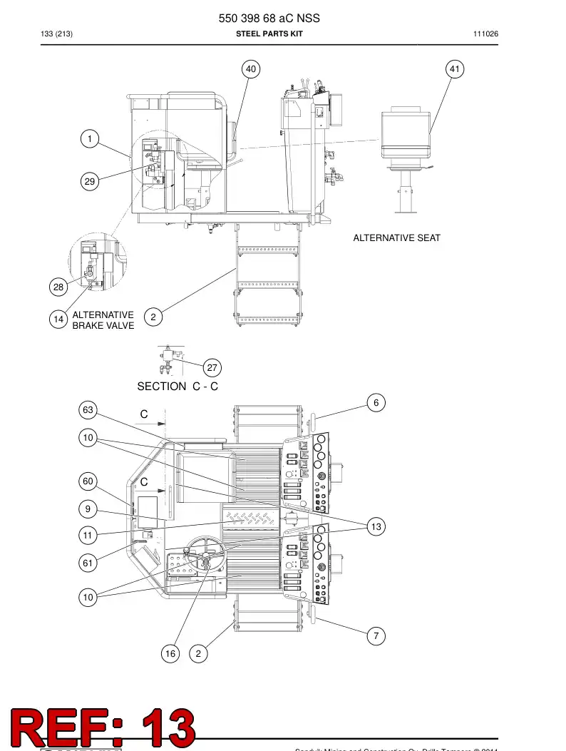 55030791 550 307 91 Cover plate - Sandvik Technical Drawing