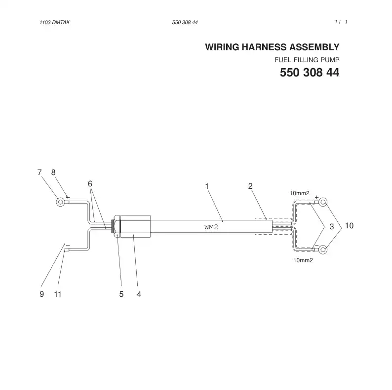 55030844 550 308 44 HARNES WM2 (FUEL FILLING PUMP) - Sandvik Technical Drawing