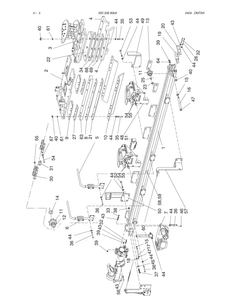 55030890bA 550 308 90bA CHAIN FEED ASSEMBLY - Sandvik Technical Drawing