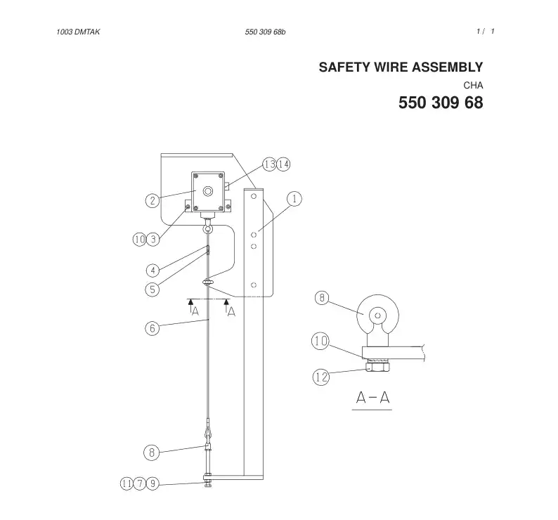 55030968b 550 309 68b SAFETY WIRE ASSEMBLY - Sandvik Technical Drawing