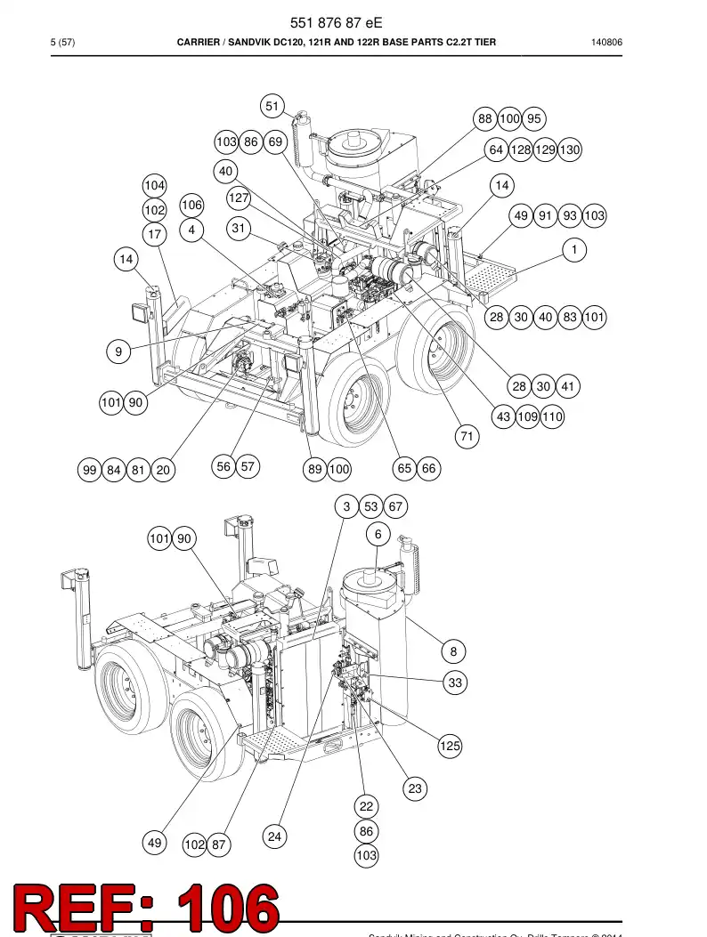 55031222b 550 312 22b Hose Assembly - Sandvik Technical Drawing