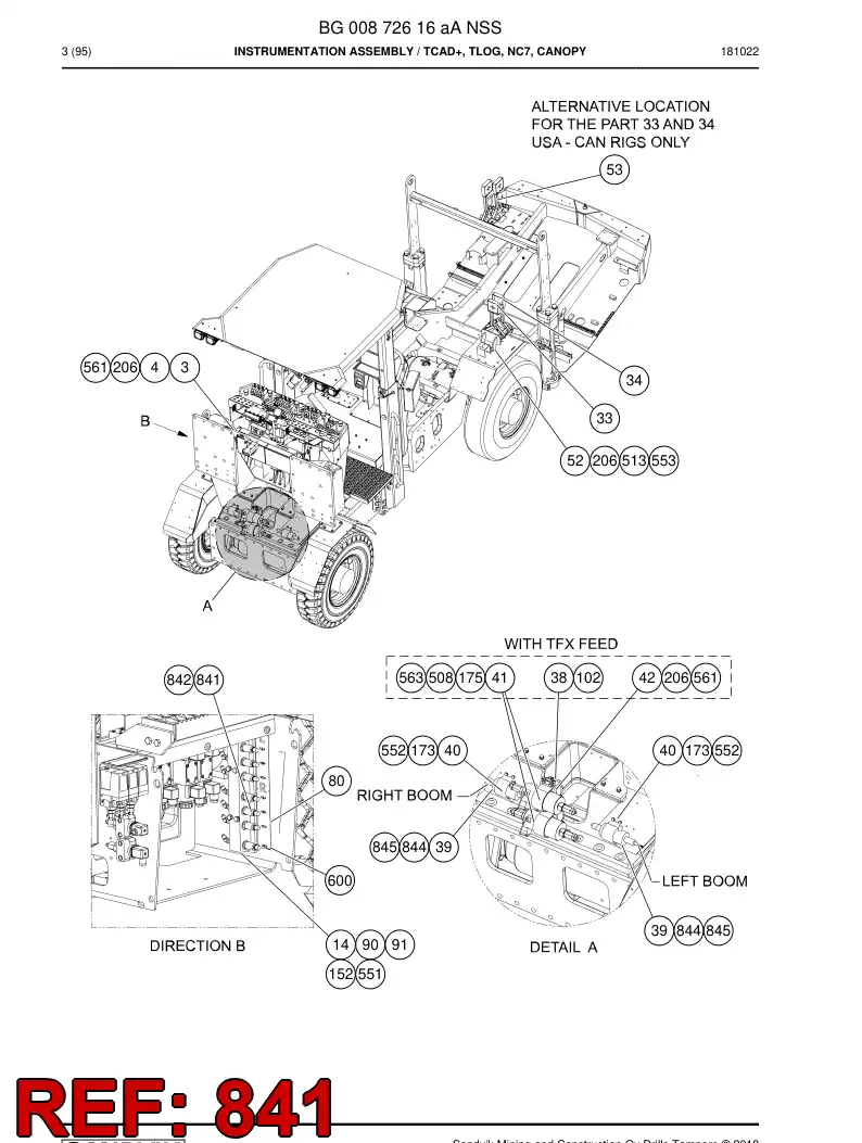 55031336c 550 313 36c Cable, Prewired Plug - Sandvik Technical Drawing