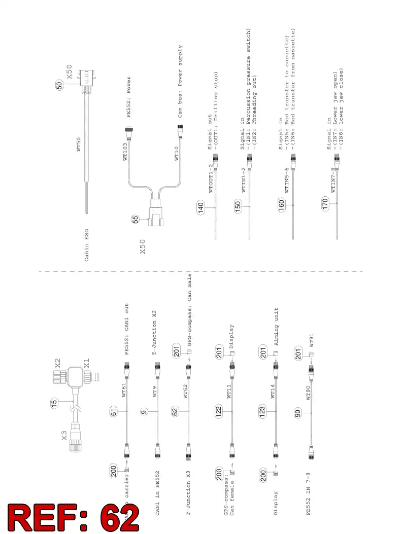 55031339 550 313 39 PRE-WIRED PLUG CABLE - Sandvik Technical Drawing