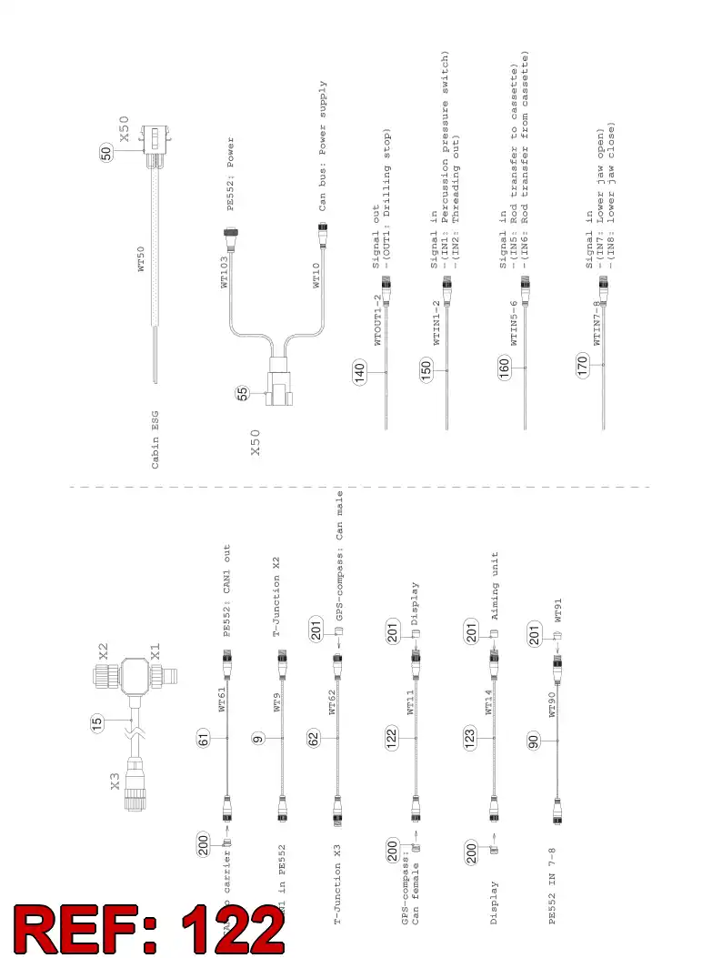 55031341 550 313 41 PRE-WIRED PLUG CABLE - Sandvik Technical Drawing