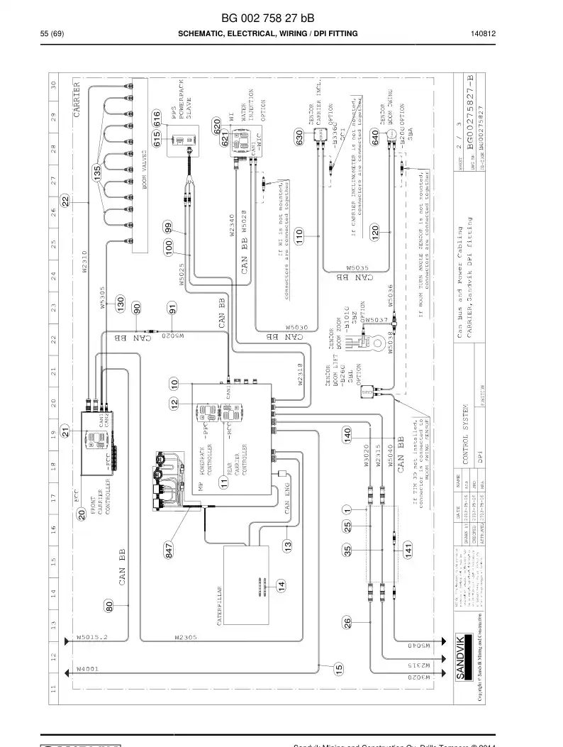 55031344c 550 313 44c Cable, Pre-Wired Plug - Sandvik Technical Drawing