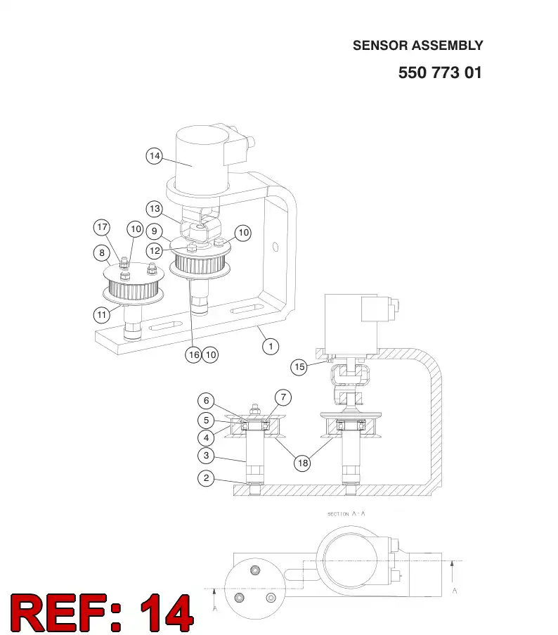 55031387 550 313 87 SENSOR - Sandvik Technical Drawing