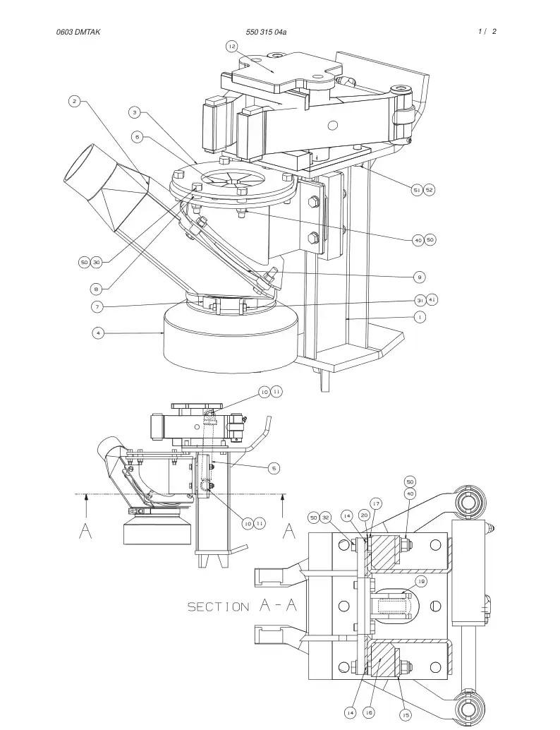 55031504a 550 315 04a MOVEABLE SUCTION HEAD - Sandvik Technical Drawing