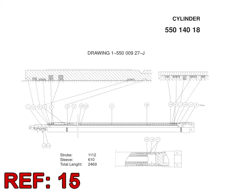 55031670 550 316 70 PISTON ROD GUIDE RING - Sandvik Technical Drawing