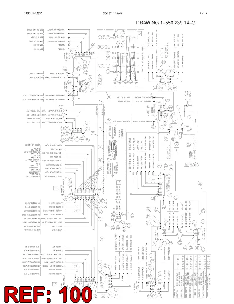 55031693 550 316 93 HOSE ASSEMBLY (PARTS 80-91) - Sandvik Technical Drawing