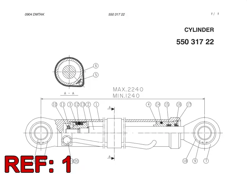 55031725 550 317 25 CYLINDER TUBE - Sandvik Technical Drawing