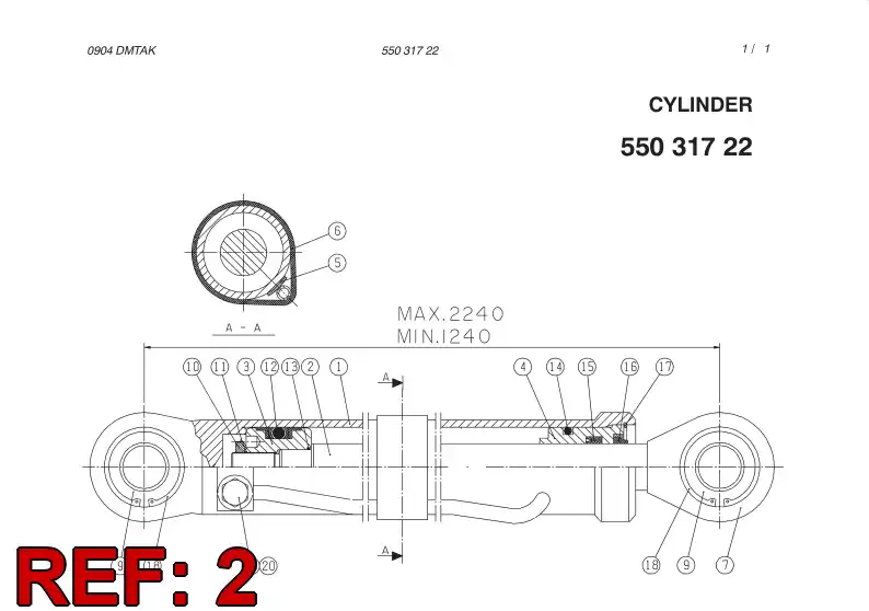 55031727 550 317 27 PISTON rod - Sandvik Technical Drawing