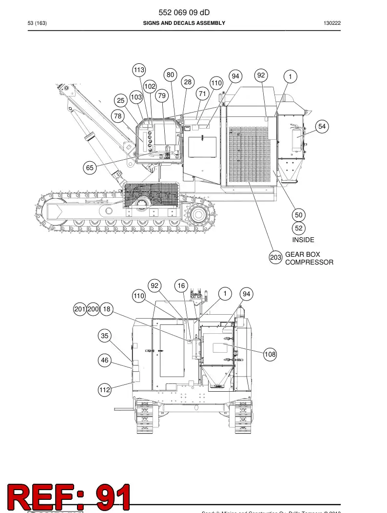 55031728a 550 317 28a Decal - Sandvik Technical Drawing