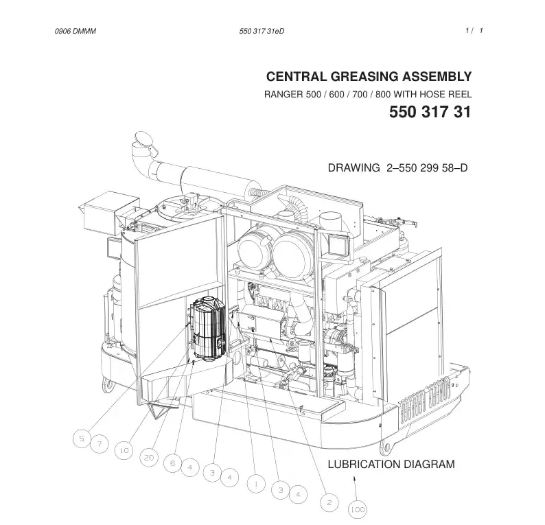 55031731bA 550 317 31bA CENTRAL GREASING ASSEMBLY - Sandvik Technical Drawing