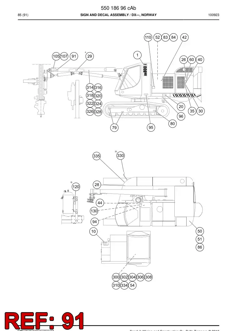 55031735 550 317 35 Decal - Sandvik Technical Drawing