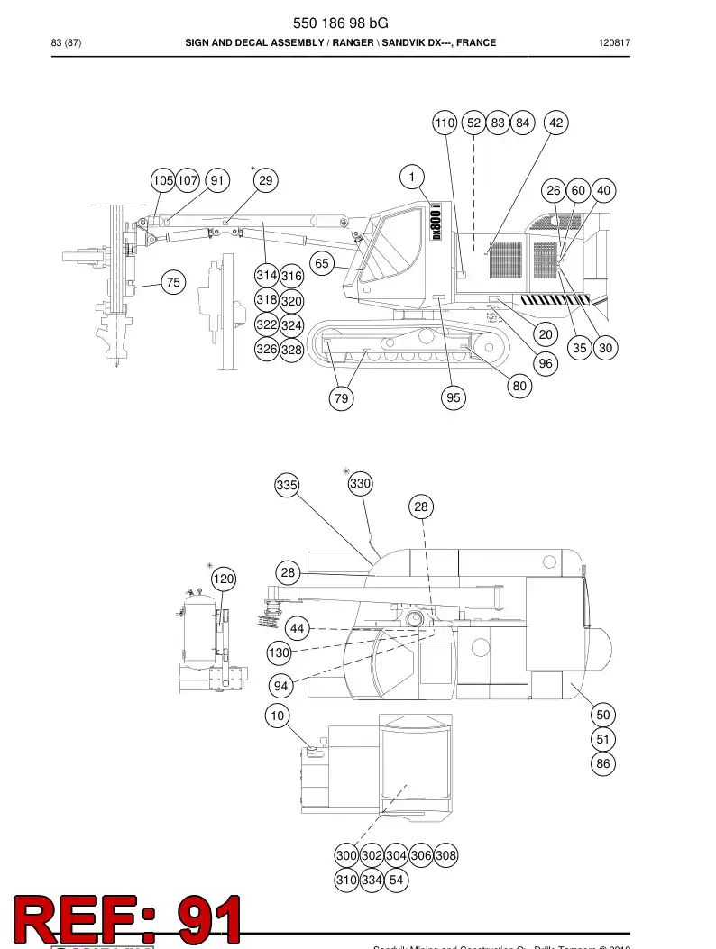 55031737a 550 317 37a Decal - Sandvik Technical Drawing