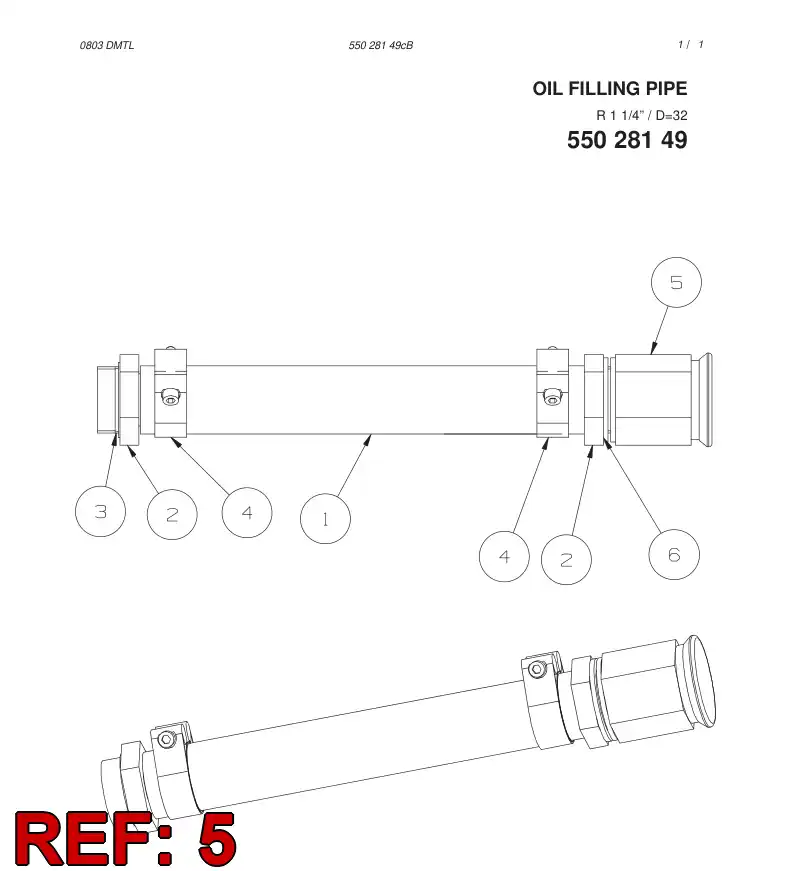 55031935 550 319 35 ADAPTER (HYDRAULIC) - Sandvik Technical Drawing